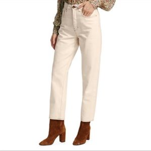 VERONICA BEARD Blake Straight Leg Jean in Ecru Contrast Stitching Size 29